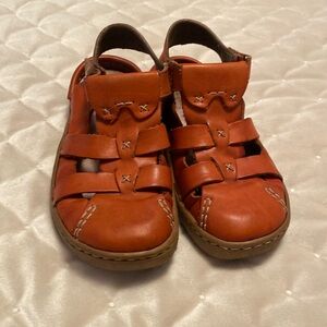 - Rirker dark orange leather leather sandals ladies European size 36
